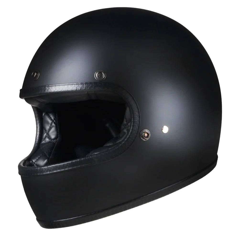Retro DOT Full Face Motorcycle Helmet  - Matte Black