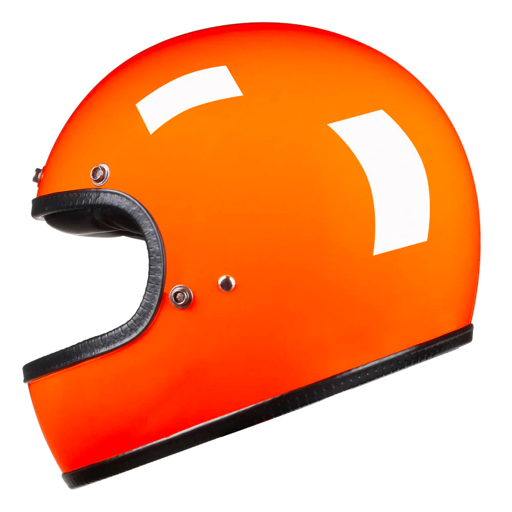 Retro DOT Full Face Motorcycle Helmet - Gloss Orange