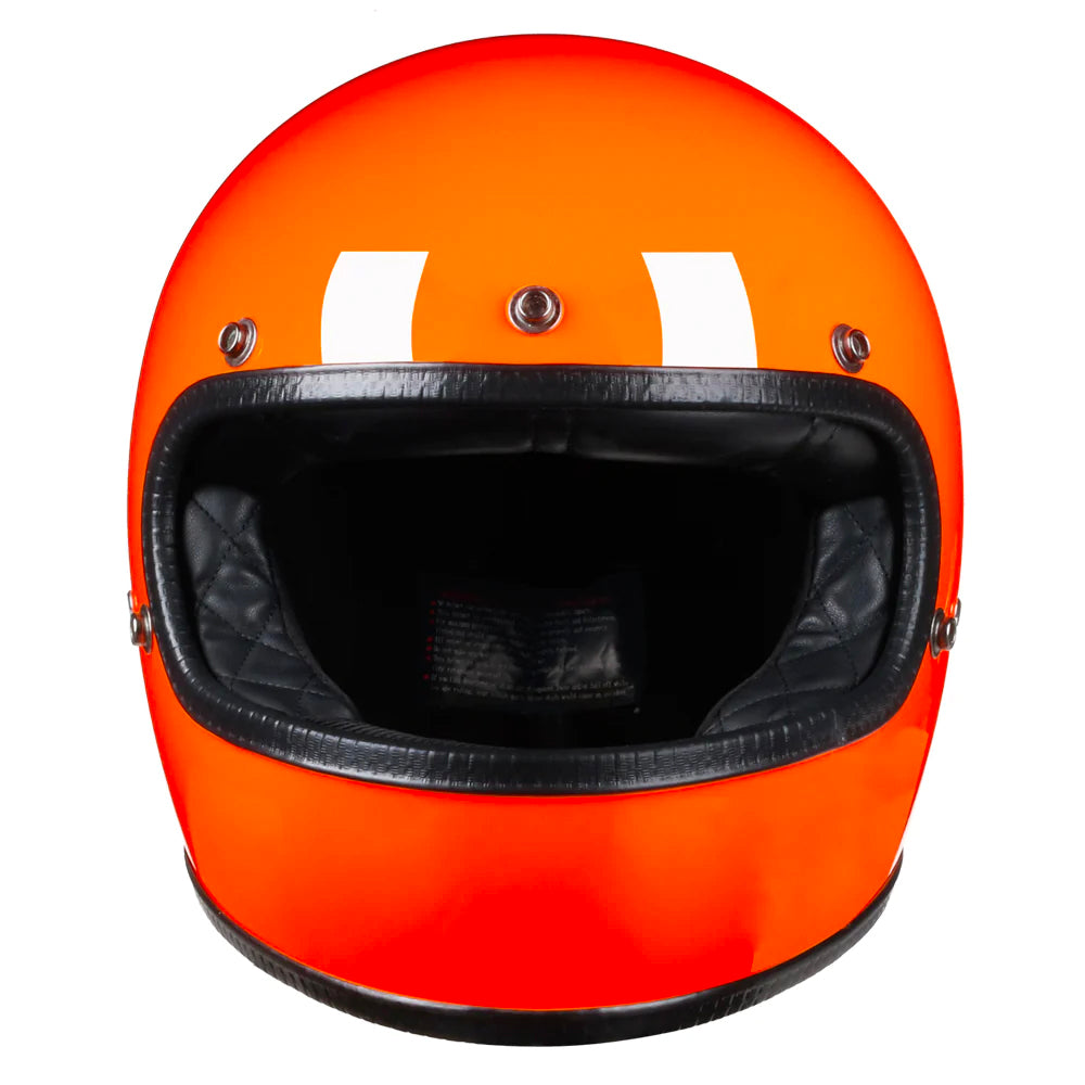 Retro DOT Full Face Motorcycle Helmet - Gloss Orange