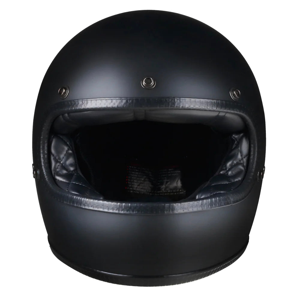 Retro DOT Full Face Motorcycle Helmet  - Matte Black