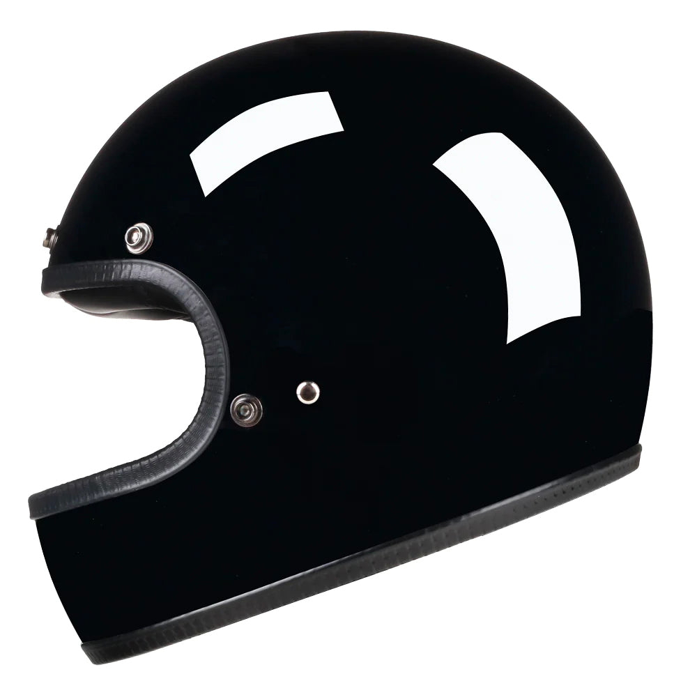 Retro DOT Full Face Motorcycle Helmet - Gloss Black