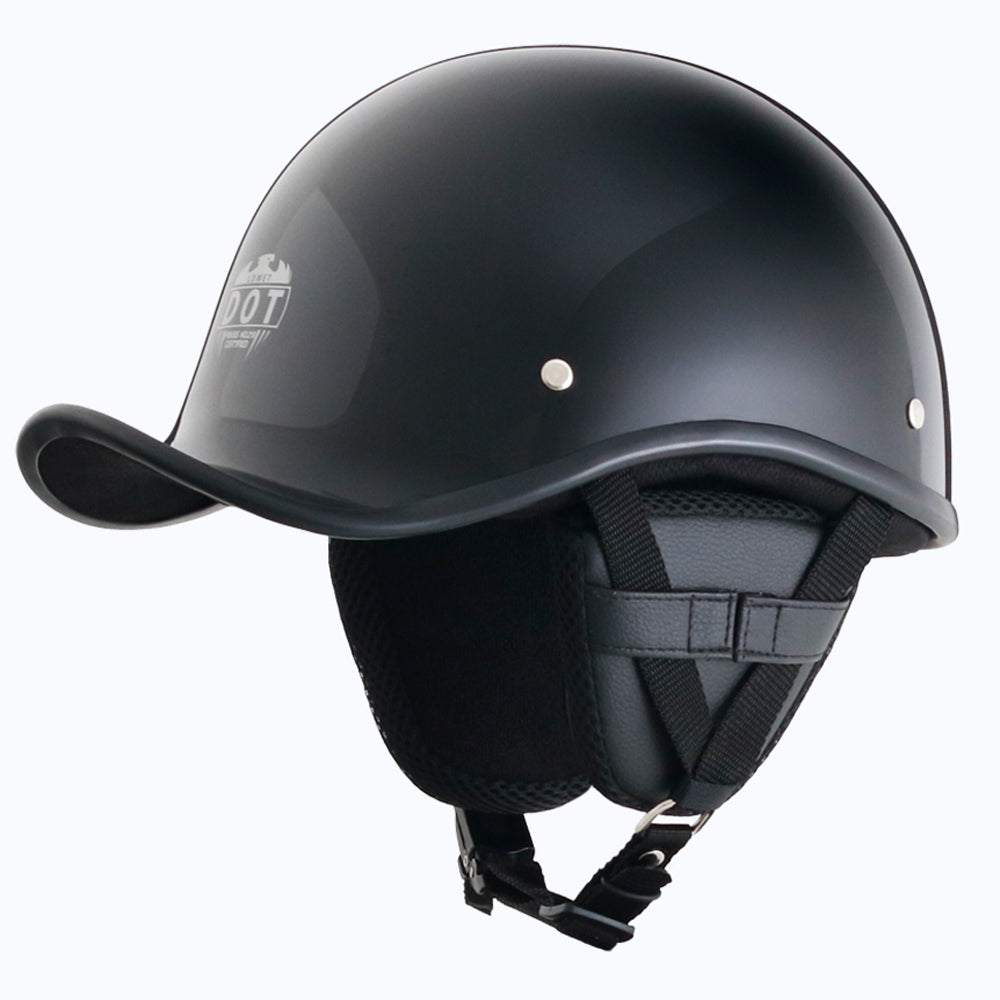 Smallest & Lightest DOT Reversible Helmet Curved Style - Gloss Black