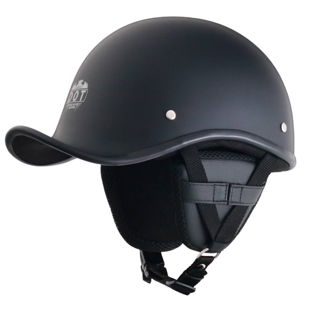 Smallest & Lightest DOT Reversible Helmet Curved Style - Matte Black
