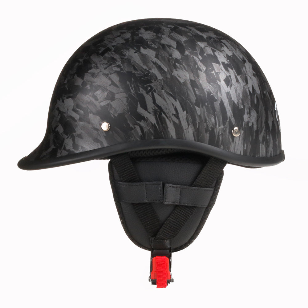 Smallest & Lightest Low Profile Polo Half Helmet - Carbon Fiber Black