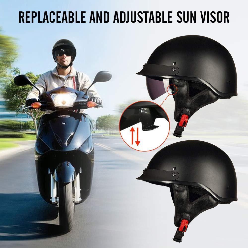 Vintage Half Helmet Open Face Sun Visor DOT Approved