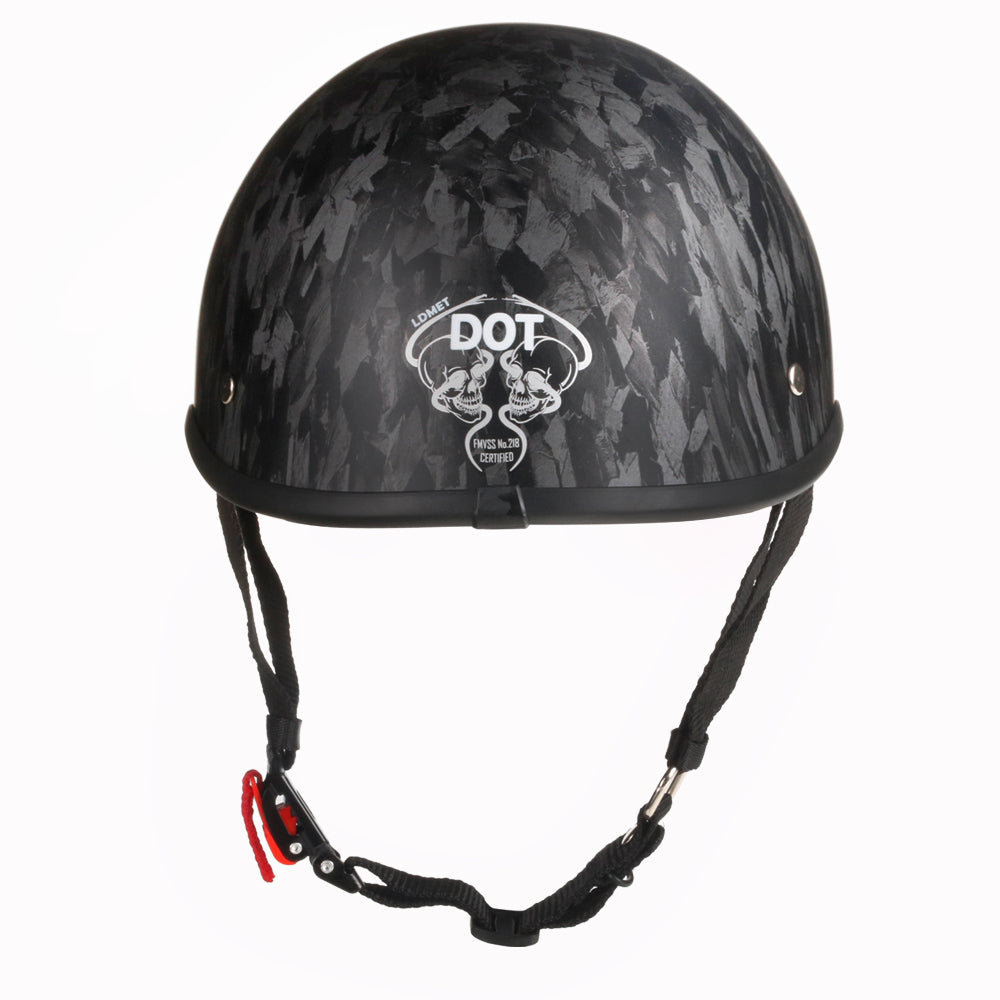 Smallest & Lightest DOT Polo Half Helmet - Carbon Fiber Black