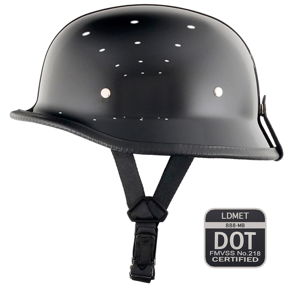 Lightest German Style Mayan DOT Half Helmet - Gloss Black