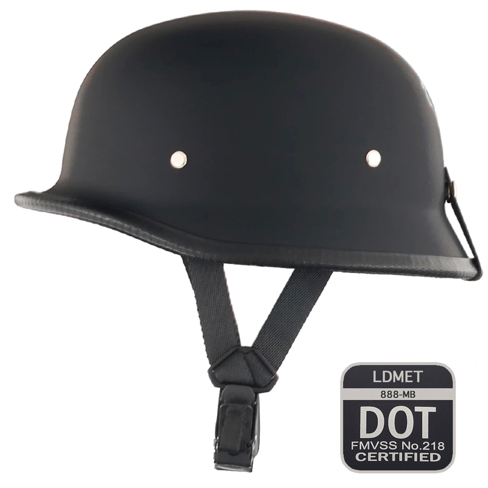 Lightest German Style Mayan DOT Half Helmet - Matte Black