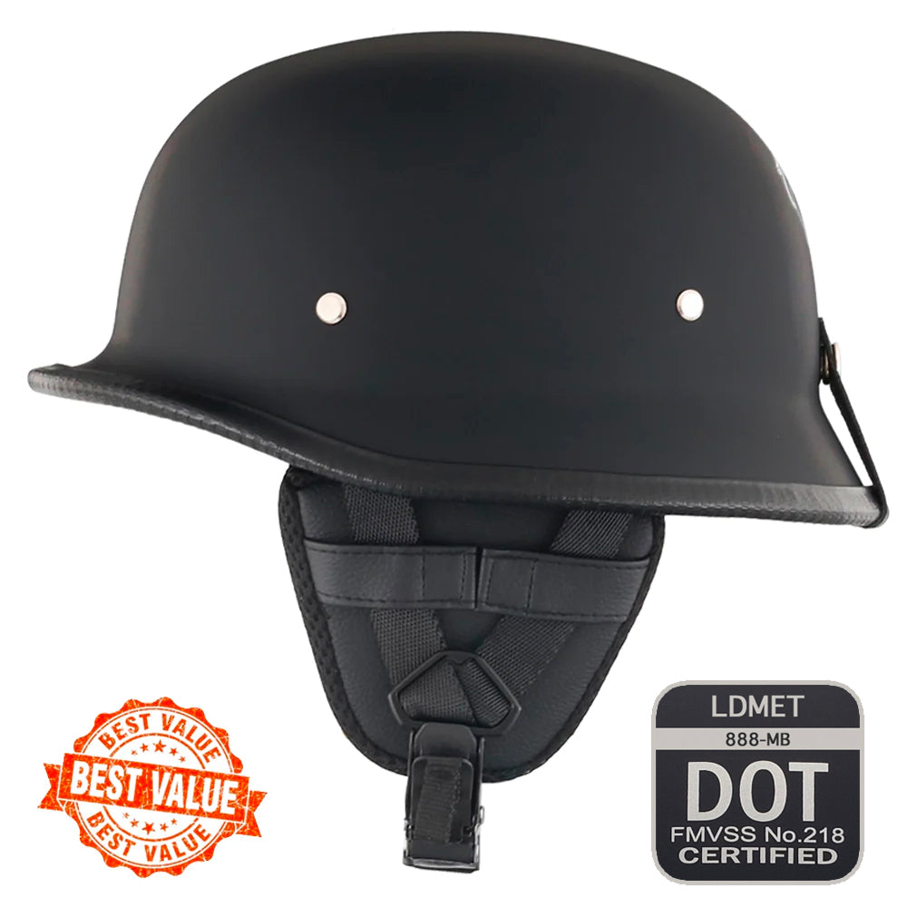 Lightest German Style Mayan DOT Half Helmet - Matte Black