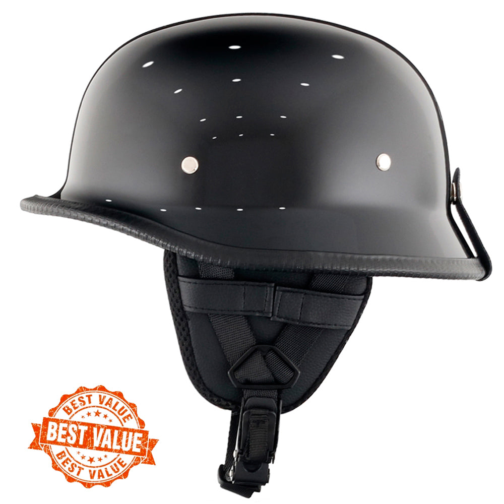 Lightest Mayan Style Half Helmet - Gloss Black