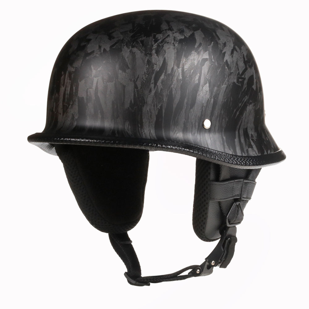 german motorcycle helmet carbon fiber Kaese Retro Style Half Helmets DOT Certified (M) : Automotive Strap Retention System With Sliding Adjuster For Fine Adjustments Daytona Helmets Skull Cap GERMAN
