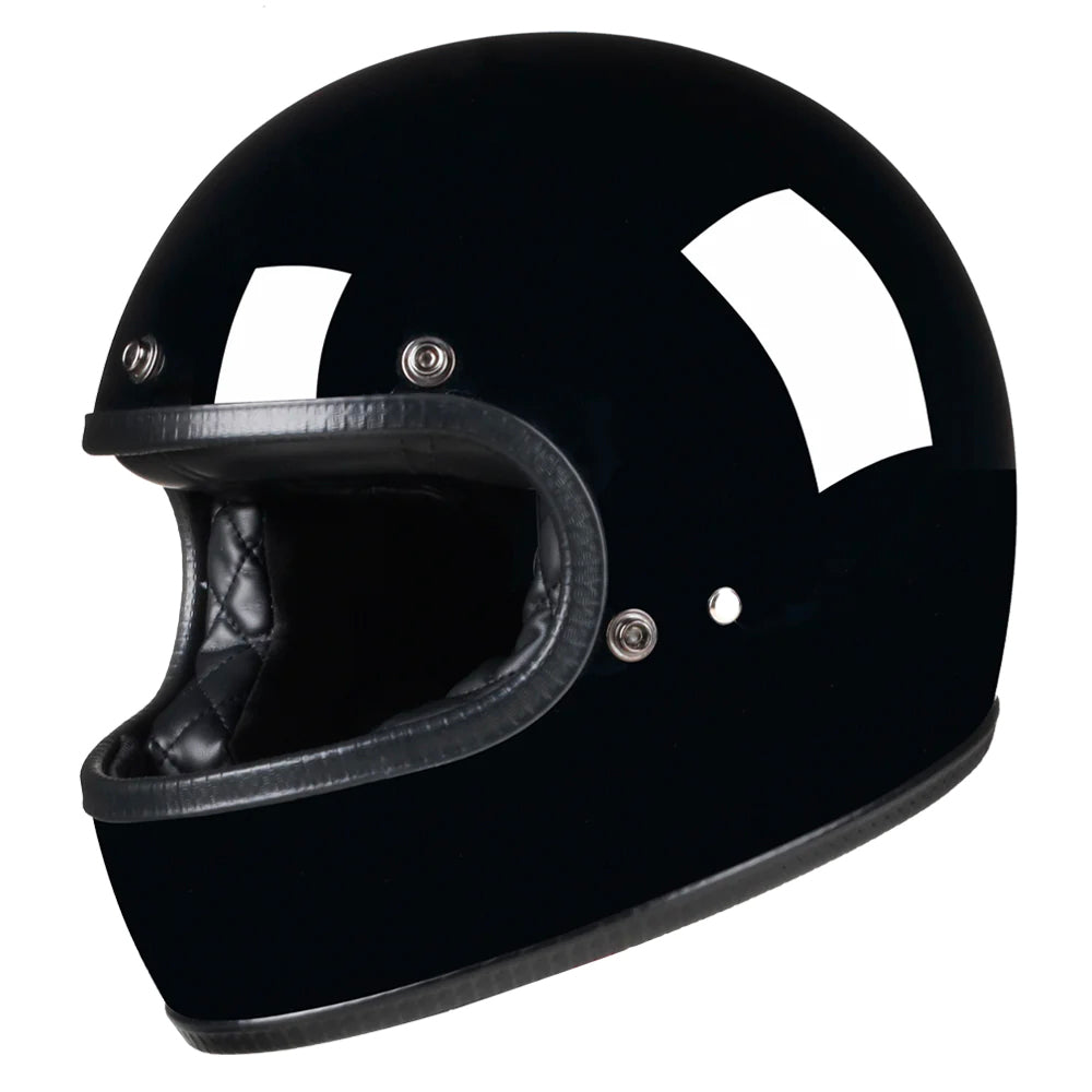 Retro DOT Full Face Motorcycle Helmet - Gloss Black