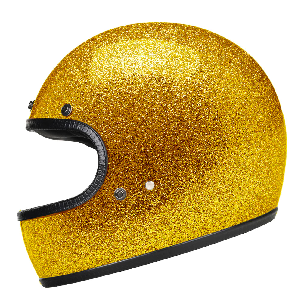 Retro DOT Full Face Motorcycle Helmet - Shiny Gold