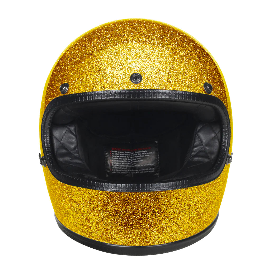 Retro DOT Full Face Motorcycle Helmet - Shiny Gold