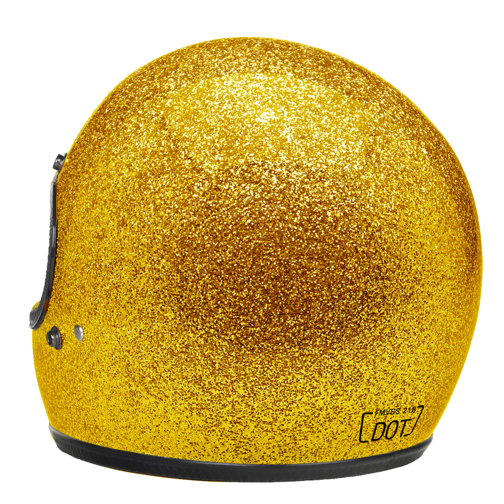 Retro DOT Full Face Motorcycle Helmet - Shiny Gold