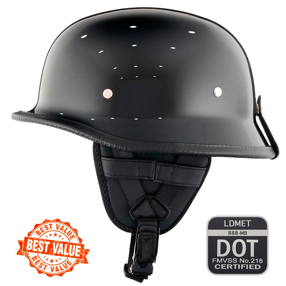 Lightest German Style Mayan DOT Half Helmet - Gloss Black